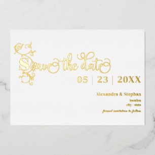 Luxe Romantic Flourish Wedding Save the Date Folie Uitnodiging