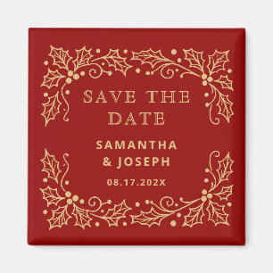 Luxe Rood & Antiek-Goud Save the Date Magneet
