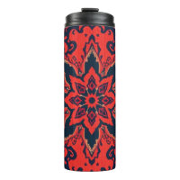 Luxe Rood Blauw Sierlijk Perzisch Medaillon Patroo