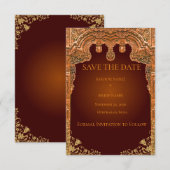 Luxe Rood en Goud Bewaar de Datum Kaart (Voorkant / Achterkant)