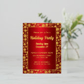 Luxe Rood en Goud Elegant Script Font Feestelijk Folie Uitnodiging Briefkaart (Staand Voorkant)