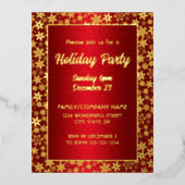 Luxe Rood en Goud Elegant Script Font Feestelijk Folie Uitnodiging Briefkaart (Voorkant)