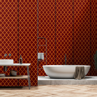 luxe rood en goud geometrisch behang