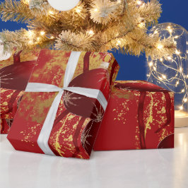 Luxe rood en goud kerstversiering cadeaupapier