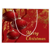 Luxe rood en goud kerstversiering groot cadeauzakje (Achterkant)