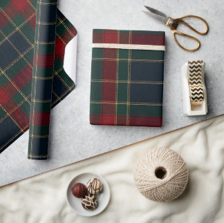 Luxe rood groen & marineblauw Schotse ruit | Tarta Cadeaupapier