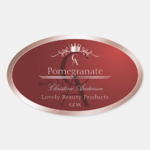 Luxe Rood Product Label Roze Gouden Frame Monogram