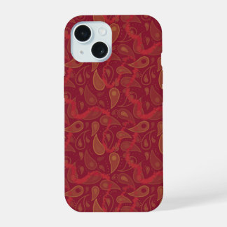 Luxe Rood Sinaasappel Bruin Paisley Abstract Magic iPhone 15 Hoesje