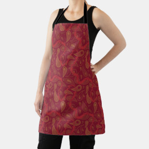 Luxe Rood Sinaasappel Bruin Paisley Abstract Magic Schort