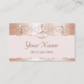 Luxe Roos Coral Sparkle Diamonds Monogram Visitekaartje (Voorkant)