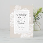 Luxe roos floral Silver  botanische bruiloft Folie Uitnodiging (Staand Voorkant)