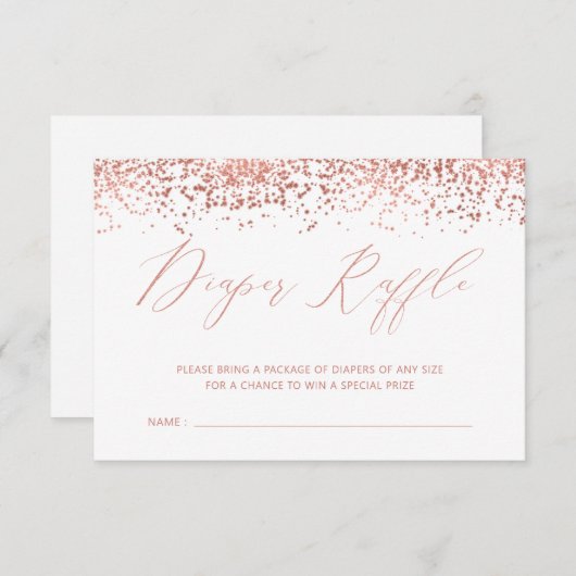 Luxe Roos Gold Baby shower Diaper Raffle Ticket Informatiekaartje (Voorkant / Achterkant)