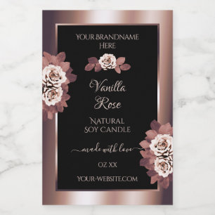 Luxe Roos Gold Black Product Labels Floral Rozen Voedselcontainer Etiket