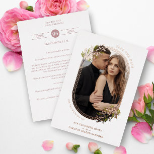 Luxe Roos Gold Branches laten ovaal Lijst foto Folie Uitnodiging