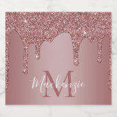 Luxe Roos Gold Driving Glitter Monogram Bier Etiket (Enkel label)