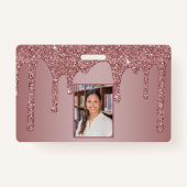 Luxe Roos Gold Driving Glitter Monogram Foto Badge (Achterkant)