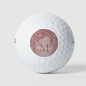 Luxe Roos Gold Driving Glitter Monogram Golfballen (Voorkant)