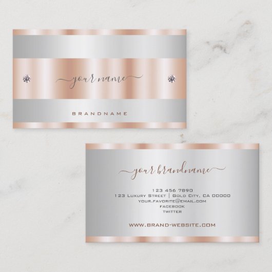 Luxe Roos Gold en Silver met Diamond Graphics Visitekaartje (Voorkant / Achterkant)