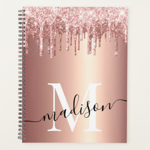 Luxe Roos Gold Foil Glitter Drip Monogram Planner