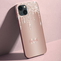 Luxe Roos Gold Glitter Drip met naam/monogram