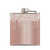 Luxe Roos Gold Glitter Drip met naam/monogram Heupfles (Achterkant)