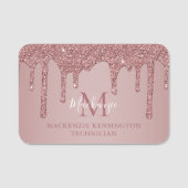 Luxe Roos Gold Glitter Drivers Monogram Naamplaatje (Voorkant)