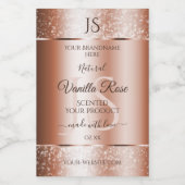 Luxe Roos Gold Glitter-Initialen Productlabels Voedselcontainer Etiket (Enkel label)