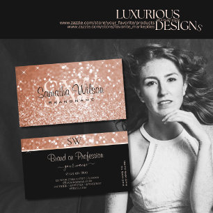 Luxe Roos Gold Glitter Luminous Stars Initialen Visitekaartje