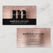 Luxe Roos Gold Glitter Metallic Monogram Logo Visitekaartje (Voorkant / Achterkant)