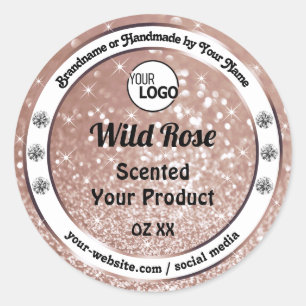 Luxe Roos Gold Glitter Productlabel Voeg Logo toe Ronde Sticker