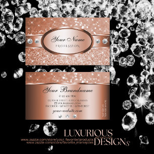 Luxe Roos Gold Glitter Sparkle Stars Diamonds Visitekaartje