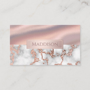 Luxe Roos Gold Marble Shimmer Folie Monogram Visitekaartje