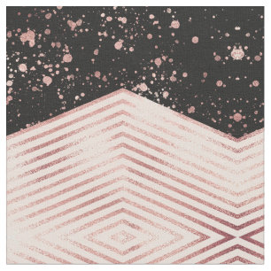 Luxe Roos Gold Pink Black Chevron Paint Splatter Stof