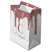 Luxe Roos Gold Sparkle Driving Glitter Monogram Medium Cadeauzakje (Voorkant Gekanteld)