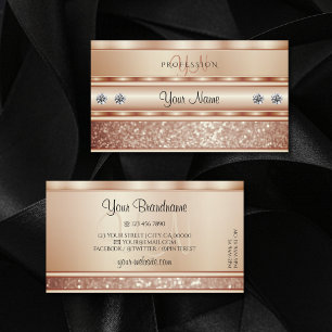 Luxe Roos Gold Sparkle Glitter Diamonds Monogram Visitekaartje