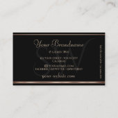 Luxe Roos Gold Sparkle Glitter Initialen Black Visitekaartje (Achterkant)