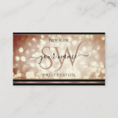 Luxe Roos Gold Sparkle Glitter Initialen Black Visitekaartje (Voorkant)