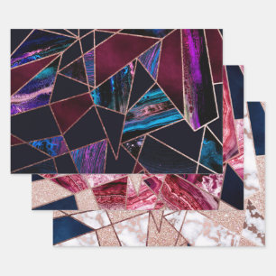 Luxe Roos Gold vloeibare verf Marmer Inpakpapier Vel