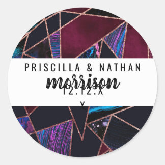 Luxe Roos Gold vloeibare verf Marmer Ronde Sticker