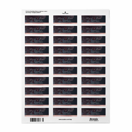 Luxe roos goud botanisch retouradres etiket (Full Sheet)