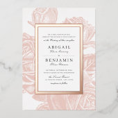 Luxe roos goud botanische bruiloft folie uitnodiging (Voorkant)