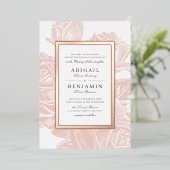 Luxe roos goud botanische bruiloft folie uitnodiging (Staand Voorkant)