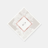 Luxe roos goud  botanische bruiloft monogram servet (Hoek)