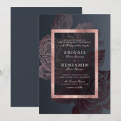 Luxe roos goud botanische florale bruiloft kaart (Voorkant / Achterkant)