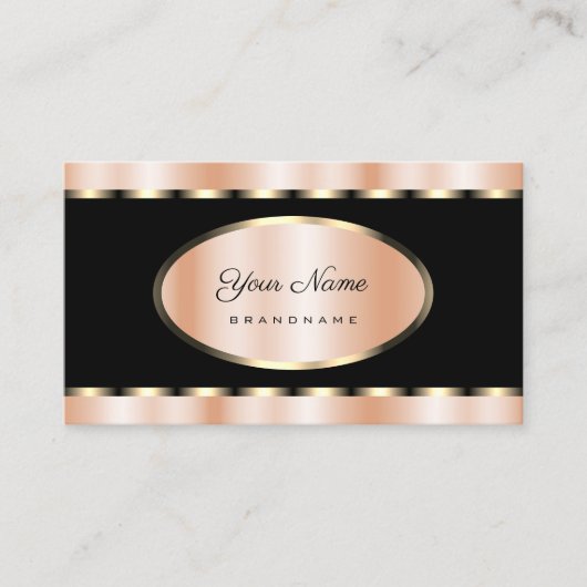 Luxe Roos Goud en Zwart Gekleurde Professional Visitekaartje (Voorkant)