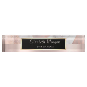 Luxe Roos Goud Geometrisch Marmeren Lijst Naambordje