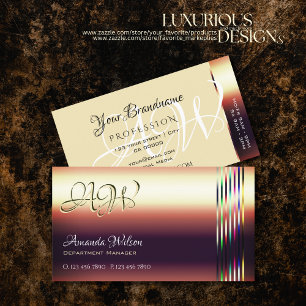 Luxe Roos Goud Kleurrijke Shimmer Strepen Monogram Visitekaartje