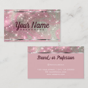Luxe Roos Goud Marmered Glitter Glanzende Sterren  Visitekaartje