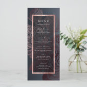 Luxe roos goud moody  botanische bruiloft menu (Staand voorkant)