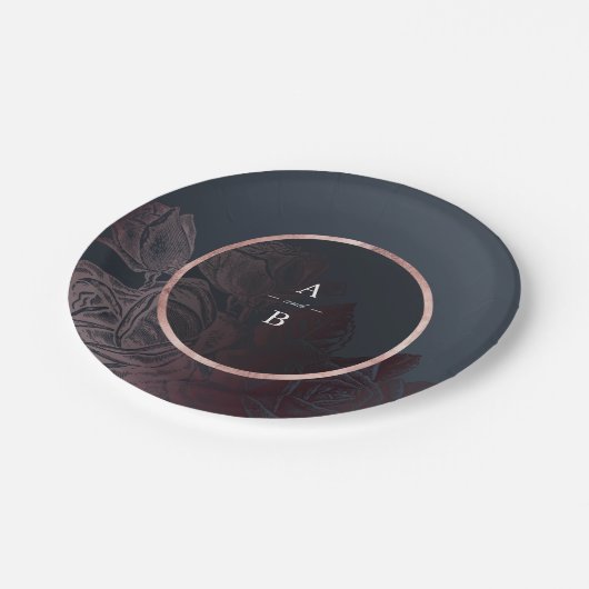 Luxe roos goud moody botanische bruiloft papieren bordje (Gekanteld)